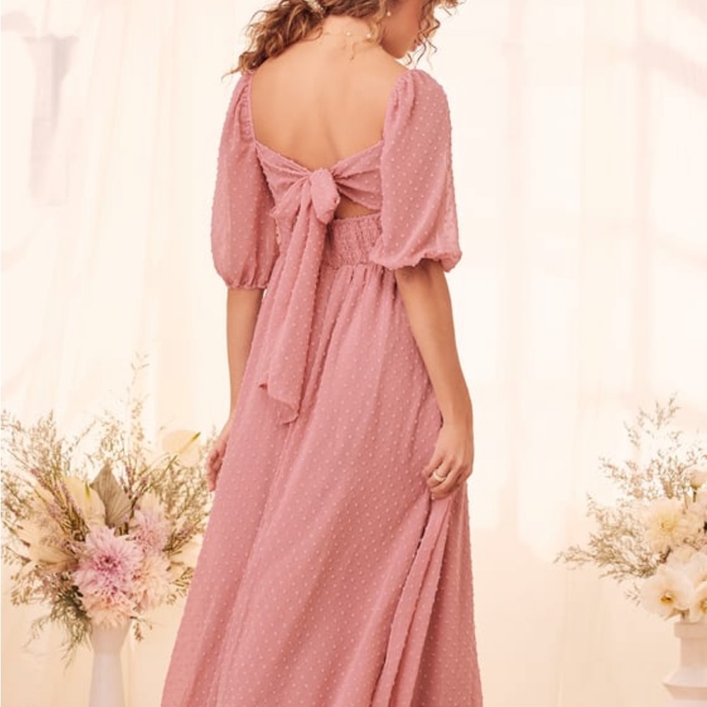 Lulus Romance is Here Swiss Dot Tie-back Maxi Dress